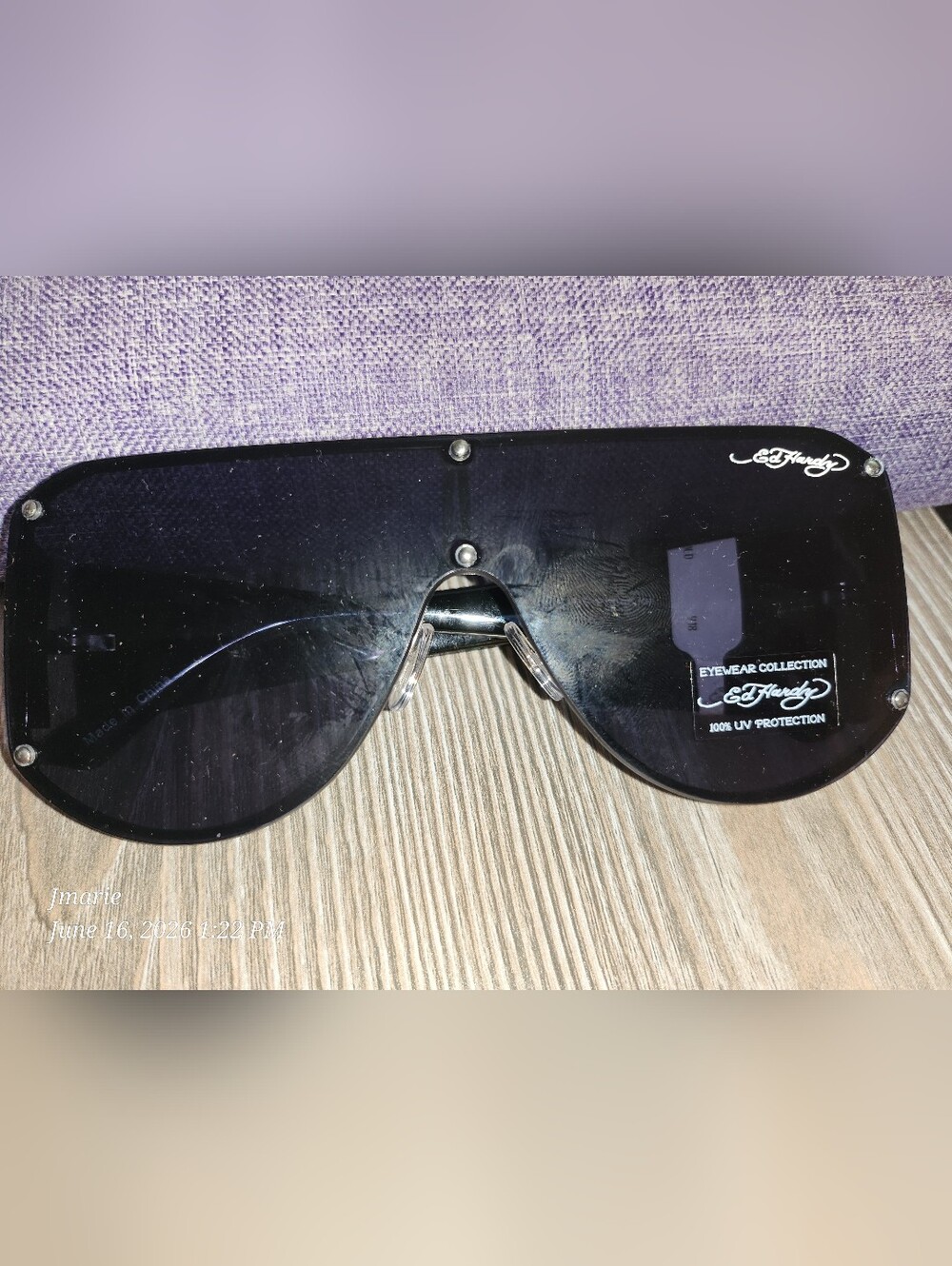 Ed Hardy Oversized Shield Sunglasses in Black
